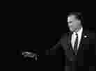 Republican presidential candidate Mitt Romney arrives onstage early Wednesday morning in Boston, moments before conceding defeat in the 2012 presidential election.