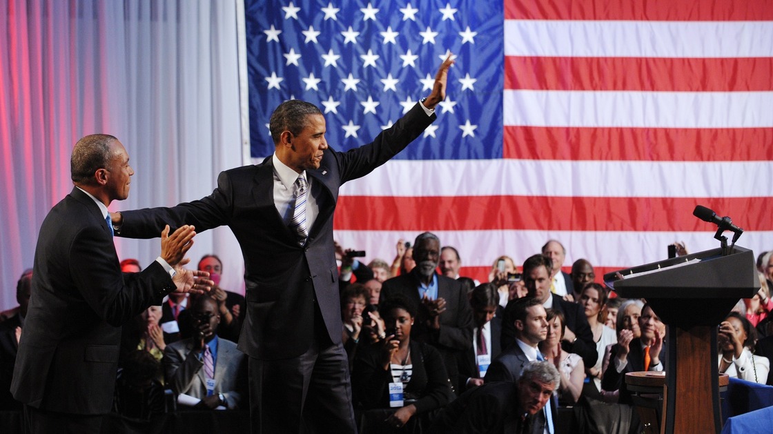 Massachusetts Gov. Deval Patrick introduces President Obama at a Democratic National Committee fundraiser last year. Could Patrick be chosen to replace Eric Holder as attorney general?