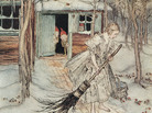 Improbably, a girl finds strawberries in the snow to feed her stepmother in The Three Little Men in the Woods. Improbably, a girl finds strawberries in the snow to feed her stepmother in The Three Little Men in the Woods.