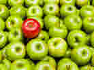 Red apple among green ones Red apple among green ones