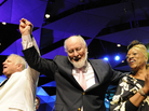 Flanked by composer Leonard Slatkin and soprano Jessye Norman, John Williams takes a bow during his 80th-birthday celebration at Tanglewood in August. Flanked by composer Leonard Slatkin and soprano Jessye Norman, John Williams takes a bow during his 80th-birthday celebration at Tanglewood in August.