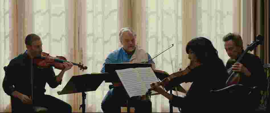 Mark Ivanir, Philip Seymour Hoffman, Christopher Walken and Catherine Keener as the Fugue String Quartet.