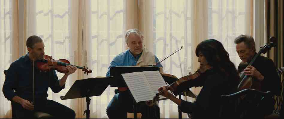 Mark Ivanir, Philip Seymour Hoffman, Christopher Walken and Catherine Keener as the Fugue String Quartet.