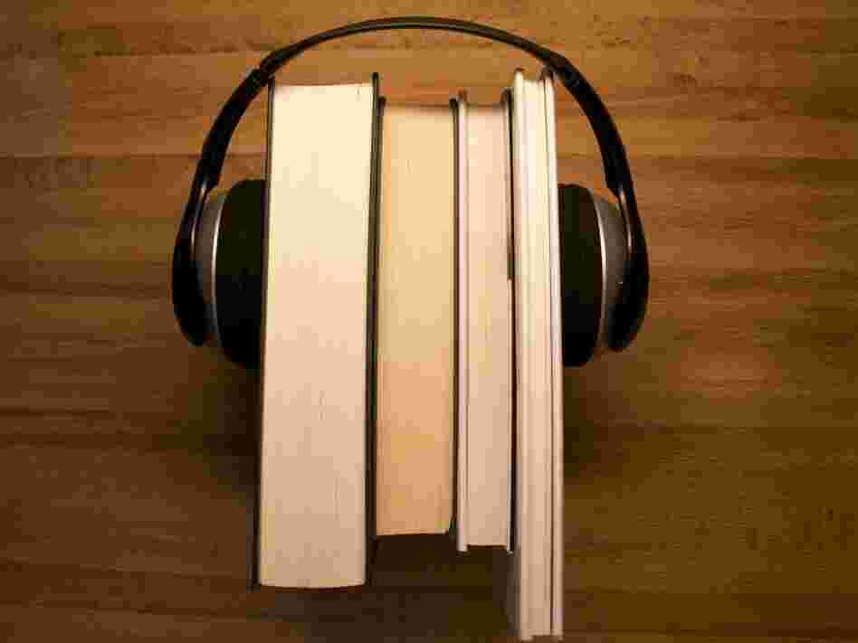 books with headphones on