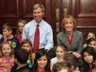 New Hampshire Gov.-elect Maggie Hassan and Gov. John Lynch visit with fourth-graders from Derry, N.H., at the Statehouse on Thursday in Concord. Come January, Hassan will govern a state where — for the first time — all U.S. senators and representatives also are women. New Hampshire Gov.-elect Maggie Hassan and Gov. John Lynch visit with fourth-graders from Derry, N.H., at the Statehouse on Thursday in Concord. Come January, Hassan will govern a state where — for the first time — all U.S. senators and representatives also are women.