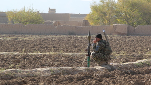 Afghan National Army soldier in one of the quieter parts of Logar Province.