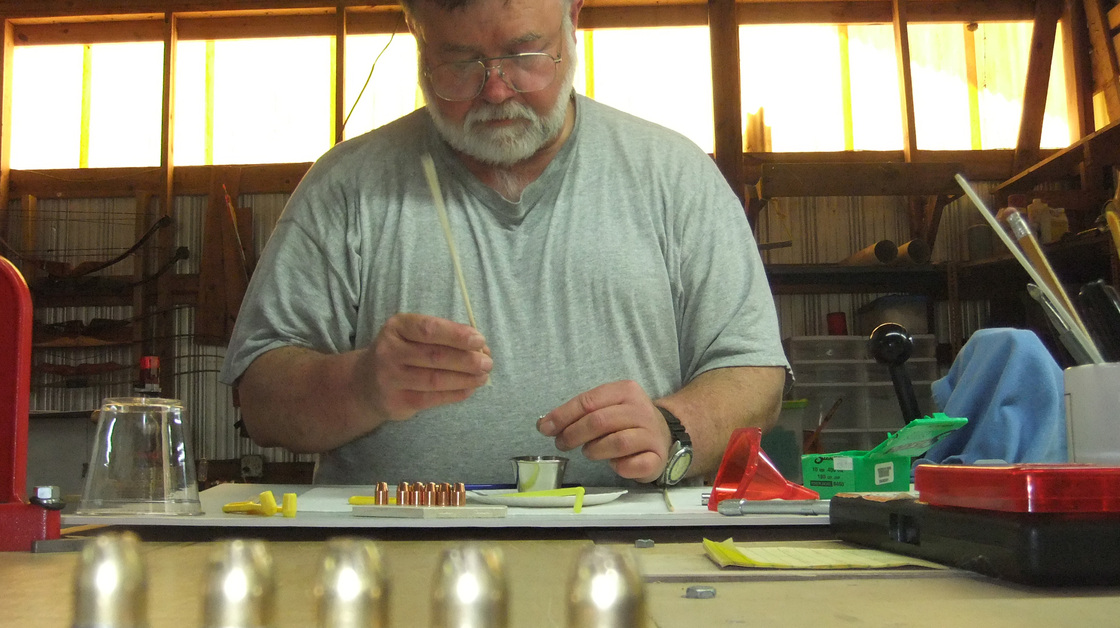 Tony Landenwish loads ammunition with cremated remains for Holy Smoke in Stockton, Ala. The bullets are used as an alternative to scattering a loved one's remains in a special place or putting them in an urn on the mantel.