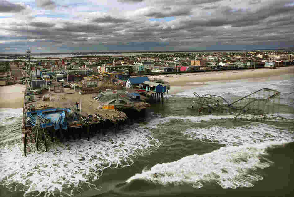 Waves break Oct. 31 in front of a destroyed amusement park wrecked by Hurricane Sandy in Seaside Heights, N.J. Waves break Oct. 31 in front of a destroyed amusement park wrecked by Hurricane Sandy in Seaside Heights, N.J.