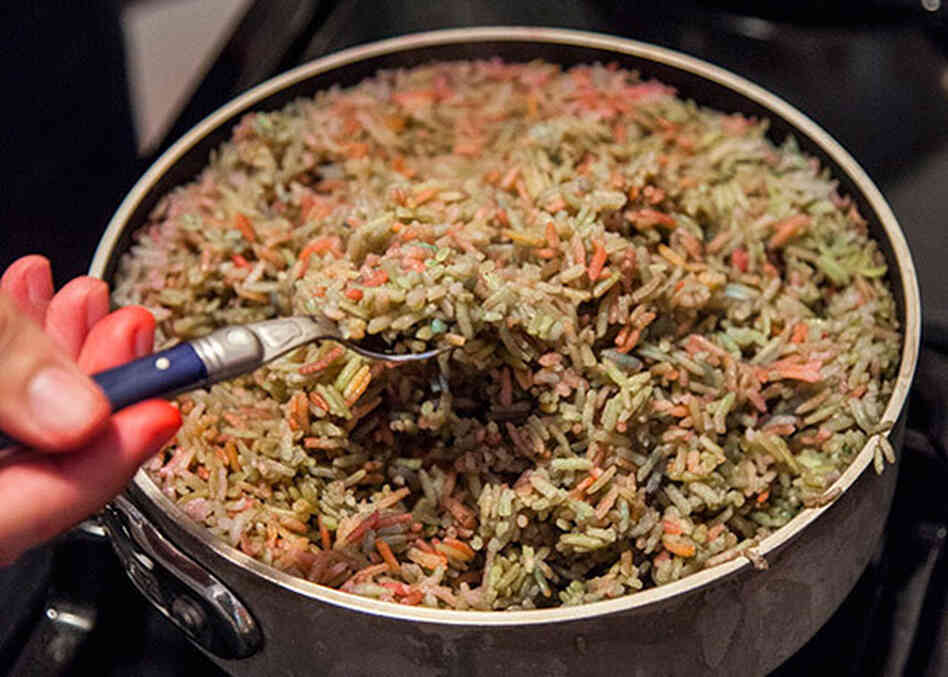 After coloring, styling and photographing the rice, chef and food stylist Caitlin Levin made coconut rice. "It taste the same," she says. After coloring, styling and photographing the rice, chef and food stylist Caitlin Levin made coconut rice. "It taste the same," she says.