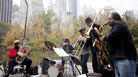 Tuba player Bob Stewart led a quintet at the pond in the southeast corner of Central Park. Tuba player Bob Stewart led a quintet at the pond in the southeast corner of Central Park.