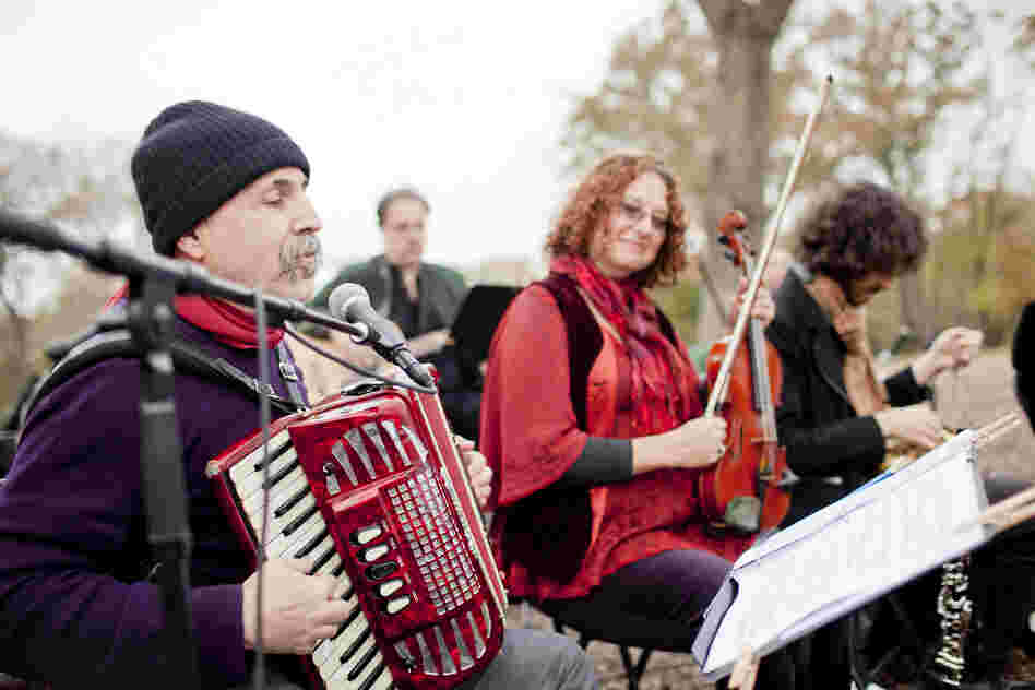 The Klezmatics played on the elevated clearing known as Great Hill.