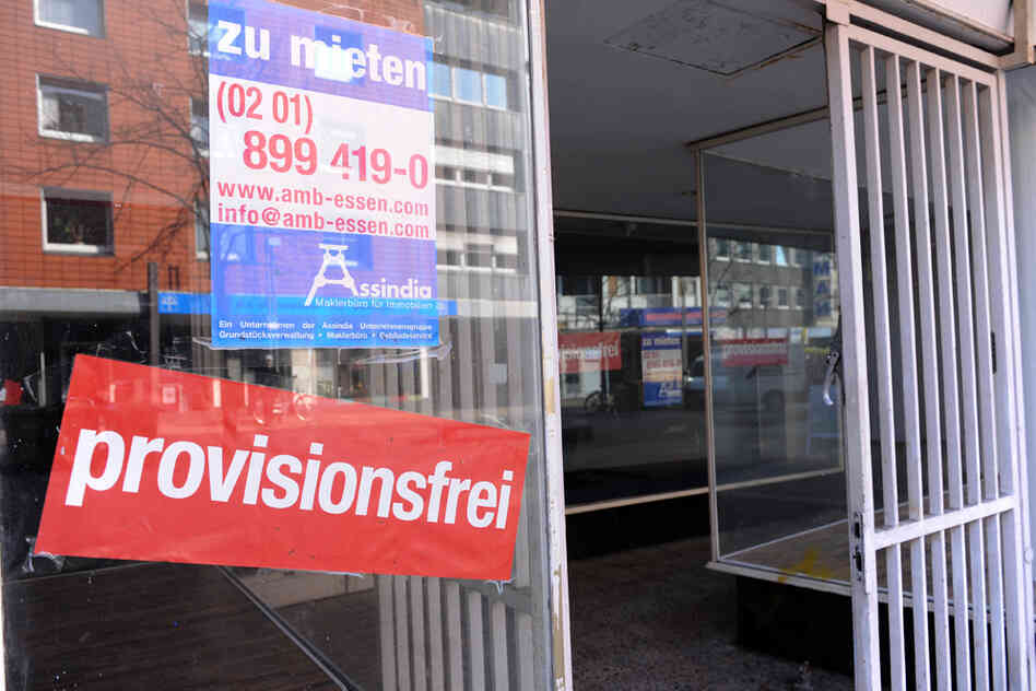 The main street in Oberhausen — Germany's most indebted city — is dotted with vacancies. Despite its economic woes, Oberhausen, like other western German cities, must make "reunification" payments to the former communist East. The payments help explain German voters' reluctance to bail out Greece and other eurozone countries.