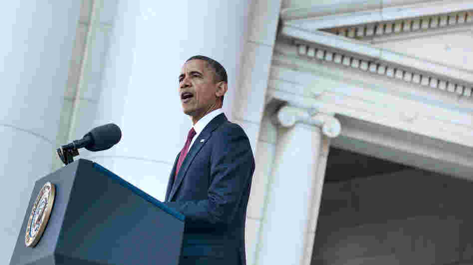 President Obama speaks during Veterans Day ceremonies at Arlington National Cemetery in Virginia on Sunday.