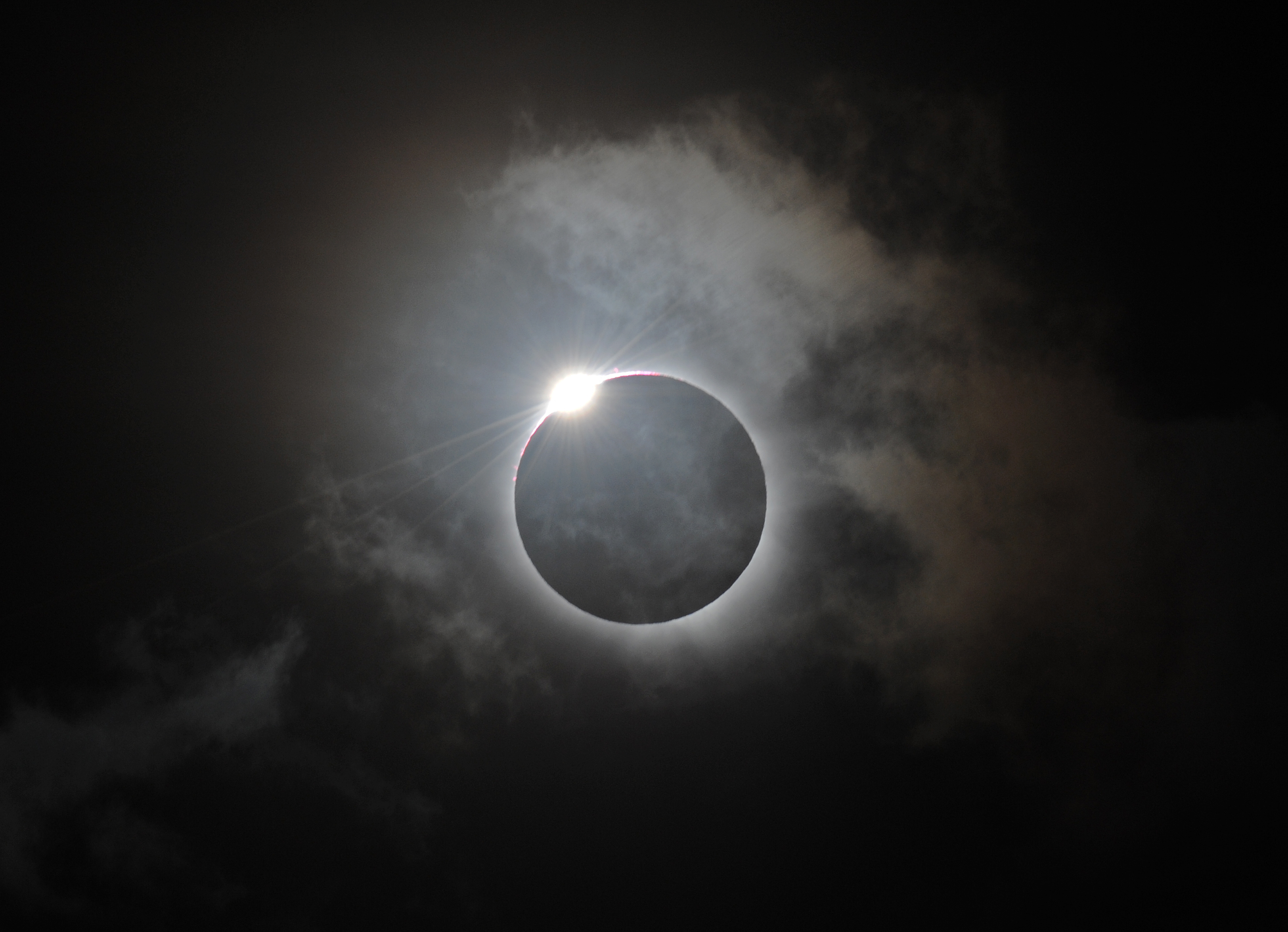 The Diamond Ring effect is shown following totality of the solar eclipse at Palm Cove in Australia's Tropical North Queensland Wednesday.