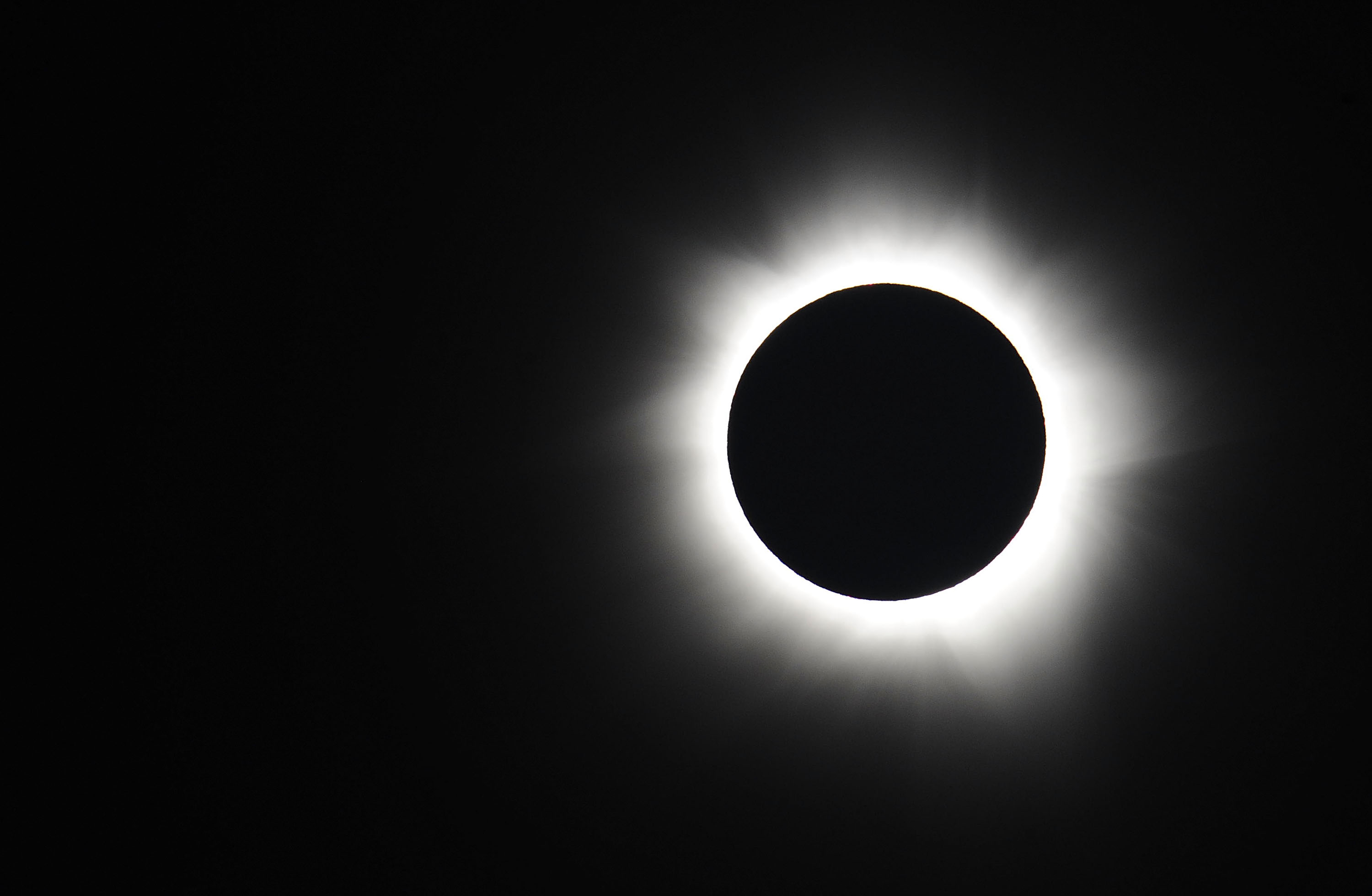 Totality is seen during the solar eclipse at Palm Cove, Australia. 