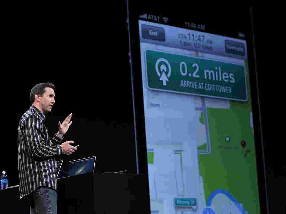 Scott Forstall demonstrates the new map application featured on iOS 6 during the 2012 Apple WWDC keynote address in San Francisco in June. Apple announced in October that he will leave the company.