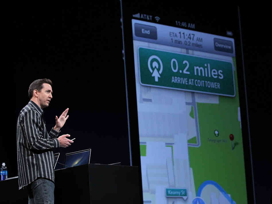 Scott Forstall demonstrates the new map application featured on iOS 6 during the 2012 Apple WWDC keynote address in San Francisco in June. Apple announced in October that he will leave the company.