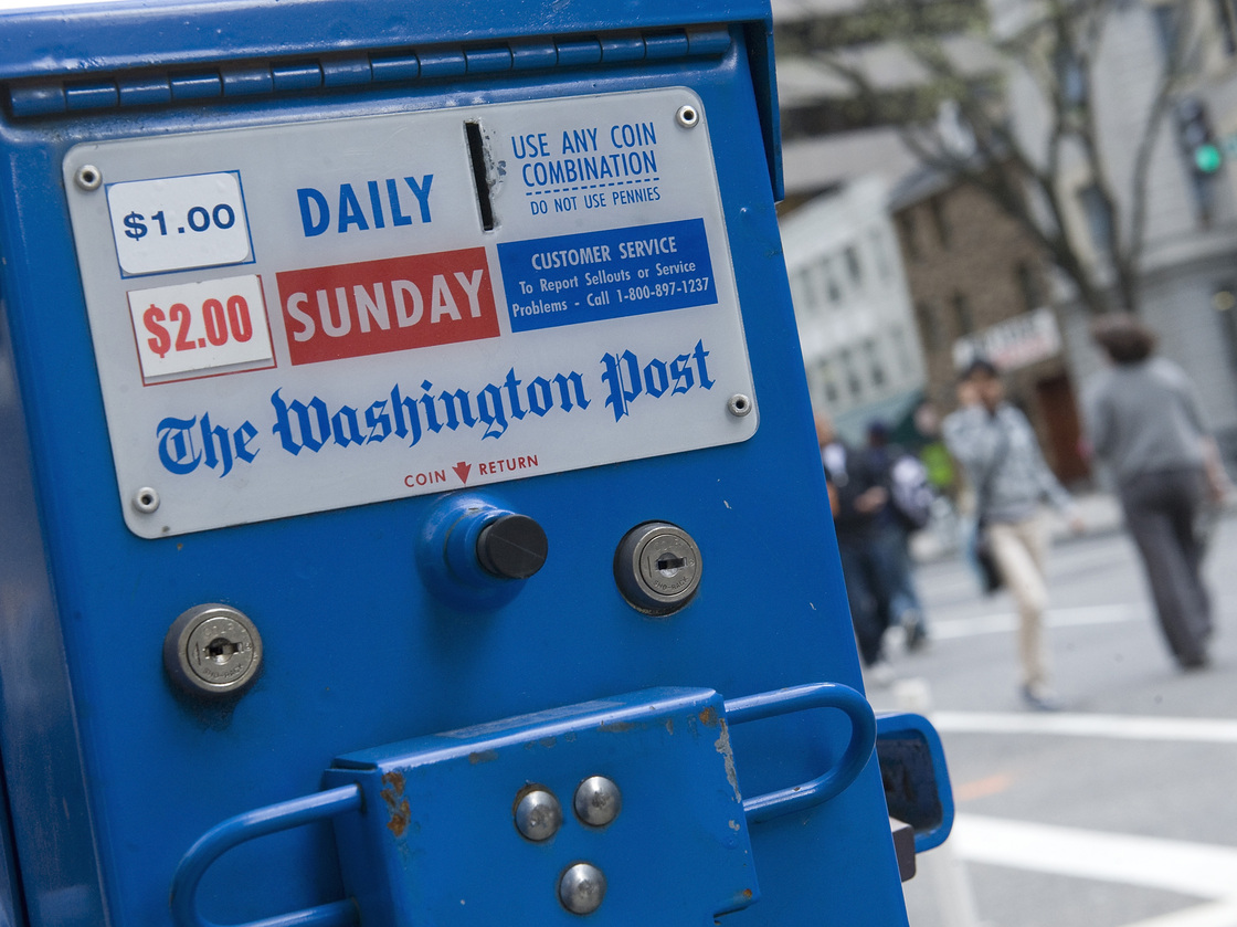 A Washington Post newspaper box.