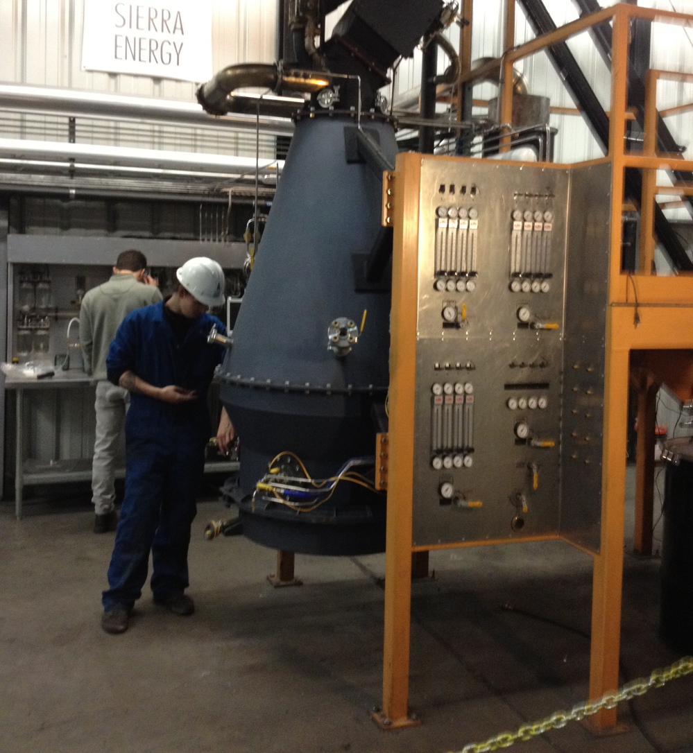 Sierra Energy is testing a reactor that makes fuel in a warehouse at an old Air Force base near Sacramento, Calif.