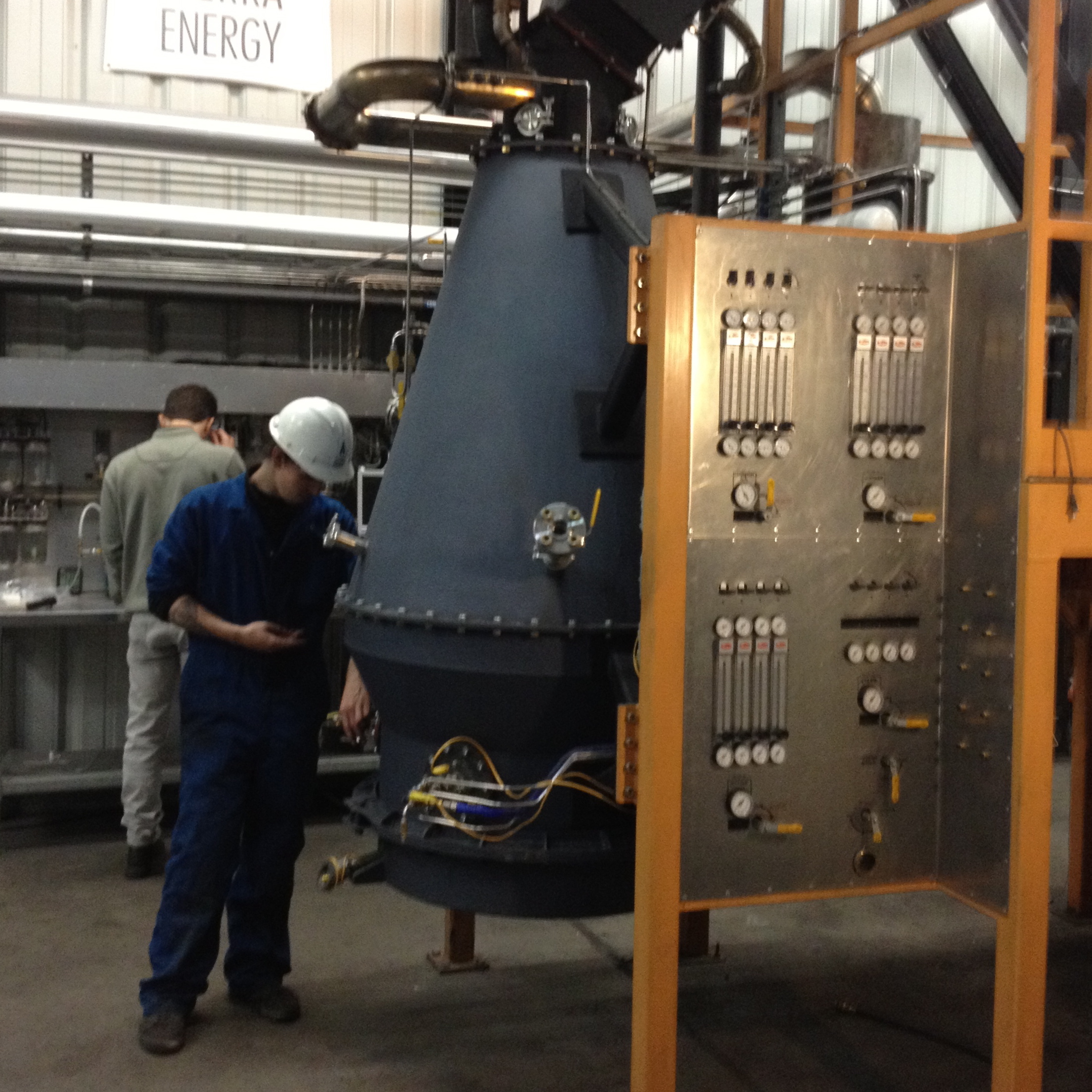 Sierra Energy is testing a reactor that makes fuel in a warehouse at an old Air Force base near Sacramento, Calif.