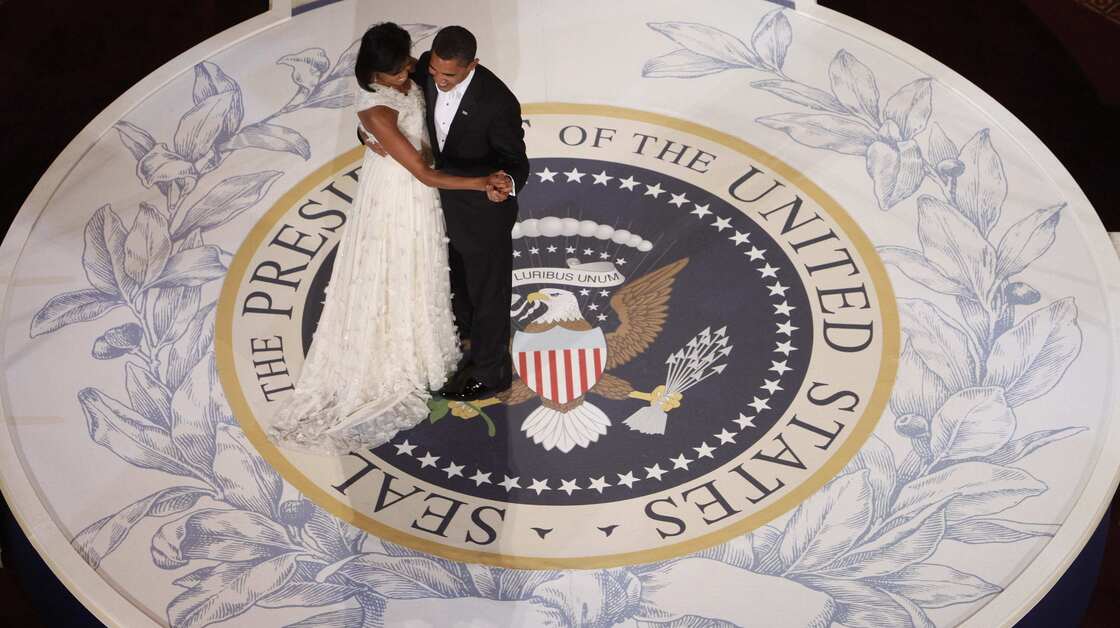 President Obama dances with first lady Michelle Obama on the night of his inauguration, Jan. 20, 2009, in Washington.