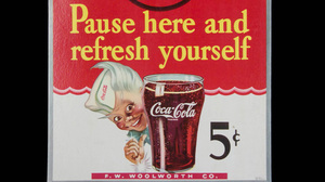1945: A cardboard easel sign for Woolworth.
