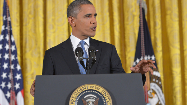 President Obama during his news conference at the White House today. (AFP/Getty Images)