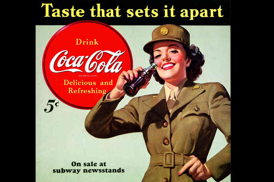 1943: A large cardboard subway sign.