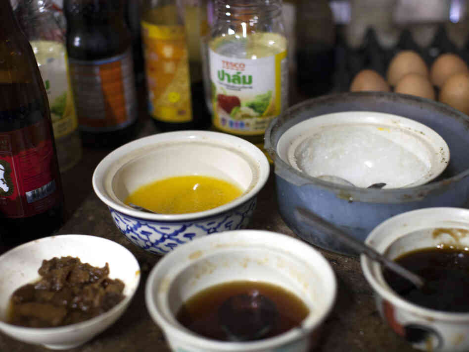 To prepare Aiya's Burmese and Thai dishes, the kitchen staff use a variety of spices and ingredients, including fish sauce, garlic, chili, bean powder, shallots, mushroom sauce, oyster sauce and soy bean sauce.