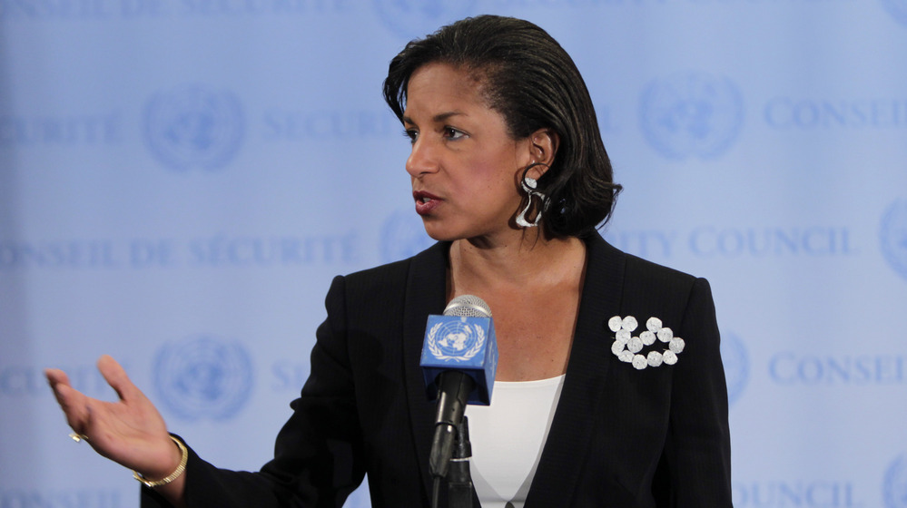 Susan Rice, the U.S. ambassador to the United Nations, speaks to the media at U.N. headquarters in April.