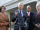 Congressional leaders after their meeting with President Obama Friday. From left: House Minority Leader Nancy Pelosi (D), Senate Majority Leader Harry Reid (D), House Speaker John Boehner (R) and Senate Minority Leader Mitch McConnell (R). Congressional leaders after their meeting with President Obama Friday. From left: House Minority Leader Nancy Pelosi (D), Senate Majority Leader Harry Reid (D), House Speaker John Boehner (R) and Senate Minority Leader Mitch McConnell (R).