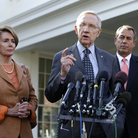 Congressional leaders after their meeting with President Obama Friday. From left: House Minority Leader Nancy Pelosi (D), Senate Majority Leader Harry Reid (D), House Speaker John Boehner (R) and Senate Minority Leader Mitch McConnell (R).