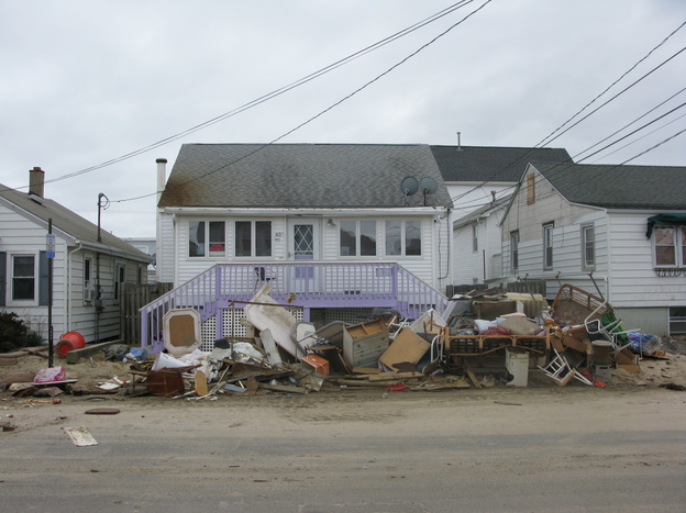 A damaged home in Seaside Heights, N.J.