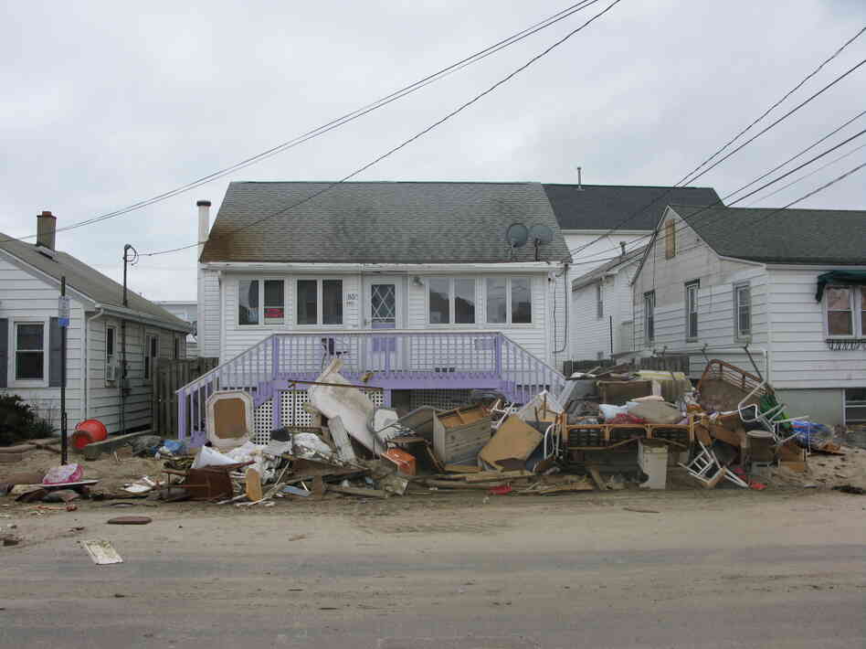 A damaged home in Seaside Heights, N.J.