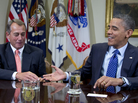 President Obama reaches to shake hands with House Speaker John Boehner, during a meeting Friday at the White House to discuss the deficit and economy. President Obama reaches to shake hands with House Speaker John Boehner, during a meeting Friday at the White House to discuss the deficit and economy.