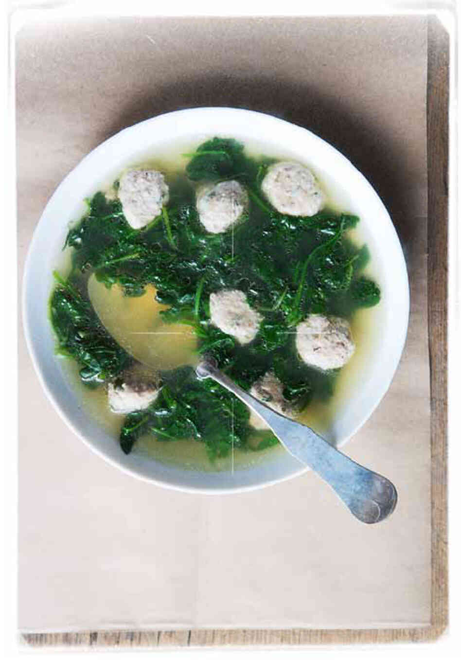 Chicken Broth With Spinach & Little Meatballs Chicken Broth With Spinach & Little Meatballs