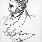 An autographed portrait of Ludwig van Beethoven. An autographed portrait of Ludwig van Beethoven.