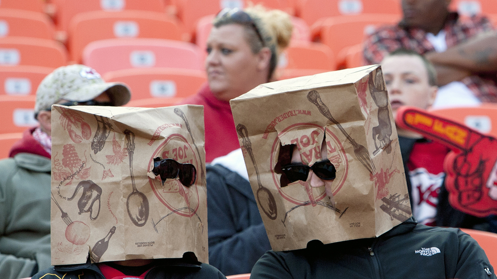 There were a lot of empty seats at Sunday's Kansas City Chiefs game (which the team lost, to Cincinnati, 28-6). And some fans showed their unhappiness by wearing bags over their heads. "Sam" Lickteig wasn't happy with the Chiefs' play either, his family says.
