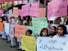 Students demand the reopening of the Farooqi Girls High School in Lahore, Pakistan, in early November. A mob attacked the school in October, accusing a teacher of insulting the Prophet Muhammad. It takes just one accusation to lead to an arrest under Pakistan's stringent blasphemy laws. Students demand the reopening of the Farooqi Girls High School in Lahore, Pakistan, in early November. A mob attacked the school in October, accusing a teacher of insulting the Prophet Muhammad. It takes just one accusation to lead to an arrest under Pakistan's stringent blasphemy laws.