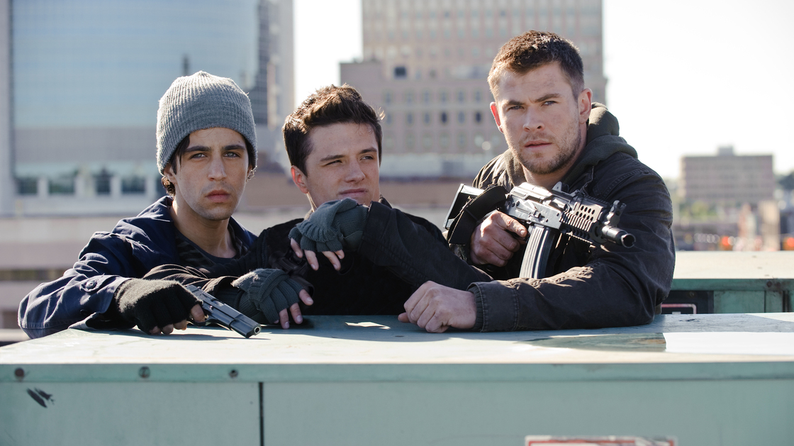 From left: Matt Eckert (Josh Peck) and his friend Robert (Josh Hutcherson) join Matt's Marine brother Jed (Chris Hemsworth) on a mission to stop North Korean invaders.