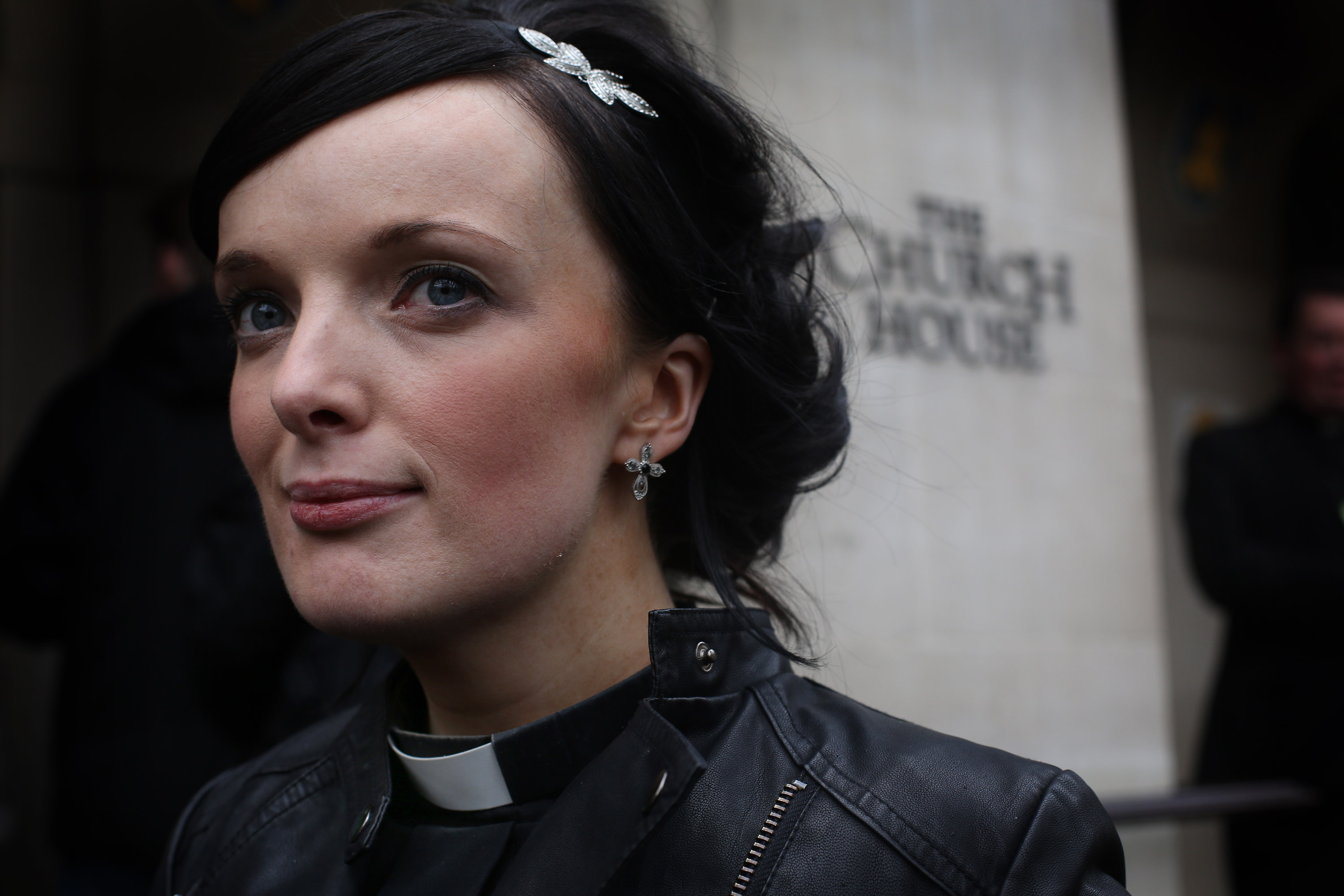 Rev. Sally Hitchiner stands outside Church House during a lunch break on Tuesday. Rev. Sally Hitchiner stands outside Church House during a lunch break on Tuesday.