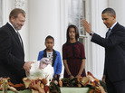 President Obama, with daughters Sasha and Malia, at last year's turkey pardoning ceremony. President Obama, with daughters Sasha and Malia, at last year's turkey pardoning ceremony.