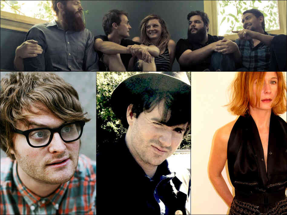 Clockwise from top: Seryn, Sam Phillips, Adam Arcuragi, Michael Benjamin Lerner of the band Telekinesis. Clockwise from top: Seryn, Sam Phillips, Adam Arcuragi, Michael Benjamin Lerner of the band Telekinesis.