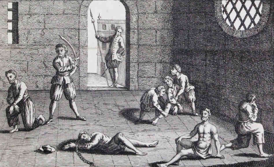 This copper engraving from approximately 1700 depicts the condition of the English prisoners at the hands of the Dutch. In the 1660s, Cornell University's Eric Tagliacozzo says, the conflict and competition for the spice trade came to a head. "The Dutch decapitated a number of English merchants who were also in the Spice Islands trying to profit from the trade."