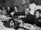 President Roosevelt celebrating Thanksgiving with polio patients at the Warm Springs Foundation for Infantile Paralysis Sufferers the Friday after the national holiday in 1938.