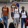 Students walk through the University of Texas at Austin campus. A case before the U.S. Supreme Court challenges the school's consideration of race in its admissions.
