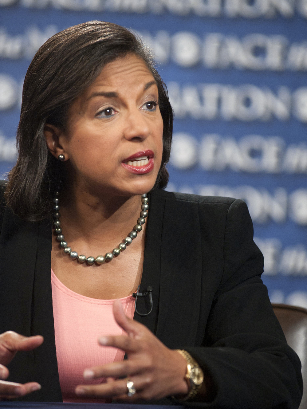 Susan Rice, U.S. ambassador to the U.N., speaks on CBS' Face the Nation on Sept. 16. Her comments on this and other shows that Sunday on the deadly Benghazi attack have been criticized.