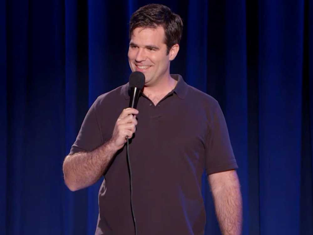 A screenshot from Rob Delaney's standup special, "Live At The Bowery Ballroom."