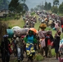 To escape fighting, thousands of civilians flee the town of Sake in the eastern part of the Democratic Republic of the Congo on Thursday. Rebels captured Sake and made other advances in the area this week. Eastern Congo and the larger region have been the scene of frequent fighting over the past two decades.