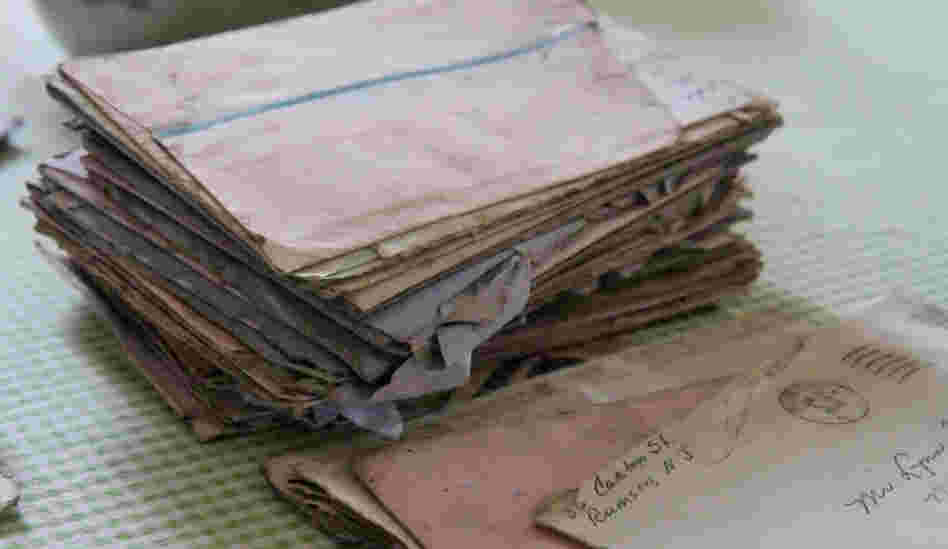 Kathleen Chaney and her son Patrick found the storm-soaked stack of letters as they were walking along the New Jersey shore.